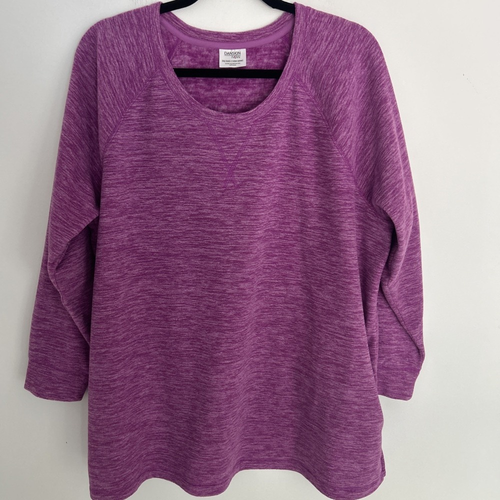Danskin Women's 2X/2XG Long Sleeve Light Purple Soft Round Neckline Pull Over